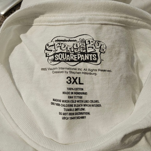 New SpongeBob SquarePants T-Shirt 3XL White Graphic Tee Nickelodeon Mens - Picture 4 of 5